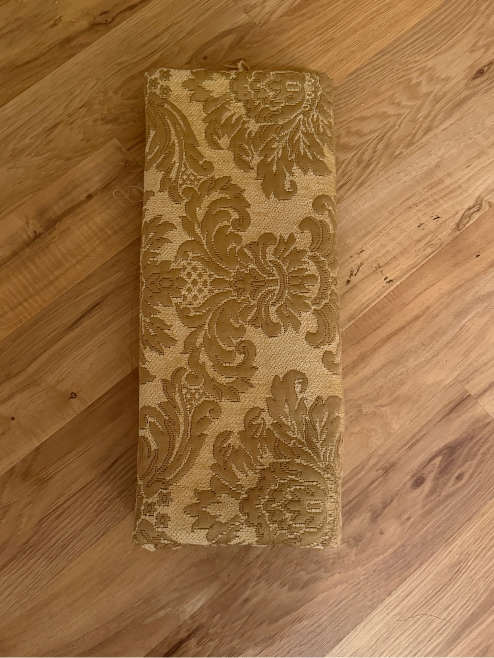 Gold Damask Jacquard Brocade Fabric Upholstery Remnant 67"x26" Flower Floral